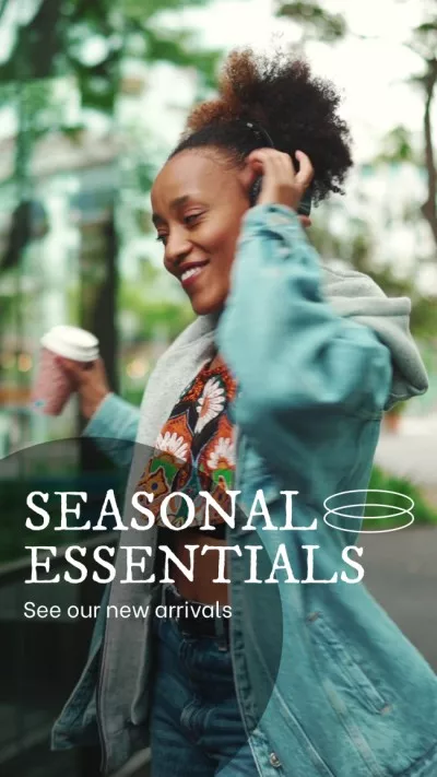 Seasonal Sale Ad with Woman in Stylish Clothes