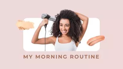 Young Woman Drying Her Hair with Hairdryer YouTube Intro Maker
