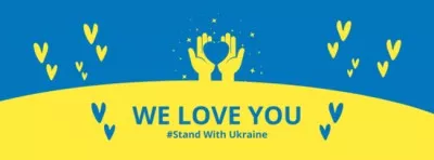 Hands Holding Heart on Ukrainian Flag Facebook Covers