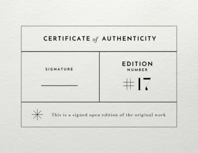 Award of Authenticity Certificates