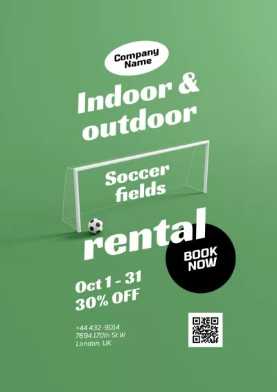 Soccer Fields Rental Offer with Gates Illustration Football Posters