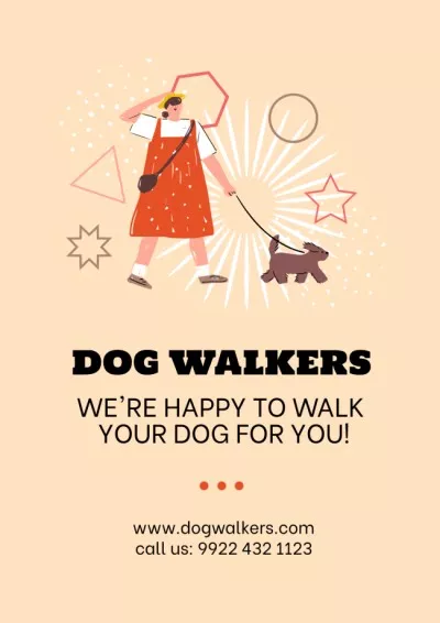 Dog Walking Service Ad Funny Posters