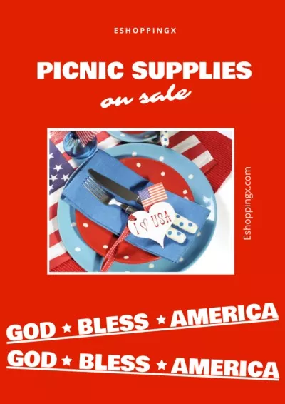 Picnic Supplies Sale on USA Independence Day Picnic Posters