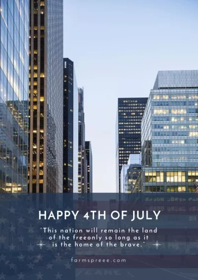 USA Independence Day Greeting with Skyscrapers Flag Maker