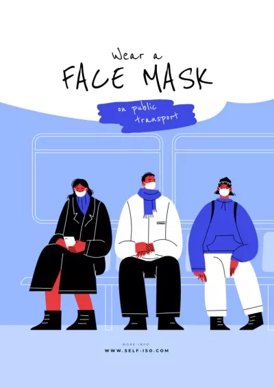 People wearing Masks in Public Transport Stay home stay safe Posters