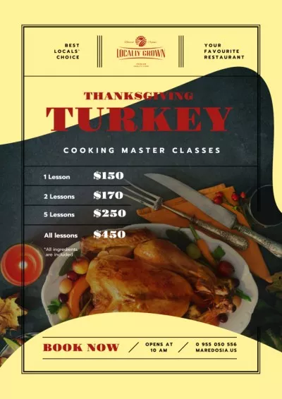 Thanksgiving Dinner Masterclass Invitation with Roasted Turkey Thanksgiving Posters