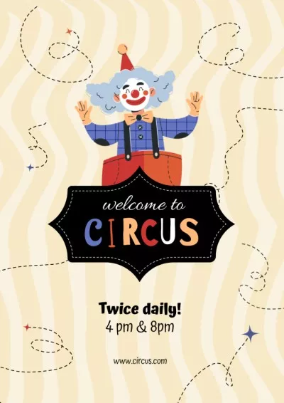 Circus Show Announcement with Funny Clown Circus Posters