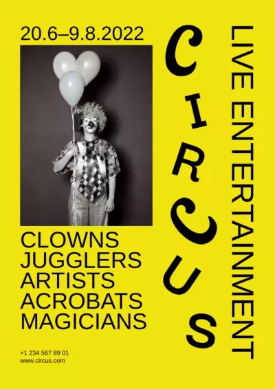 Circus Show Announcement with Funny Clown Funny Posters