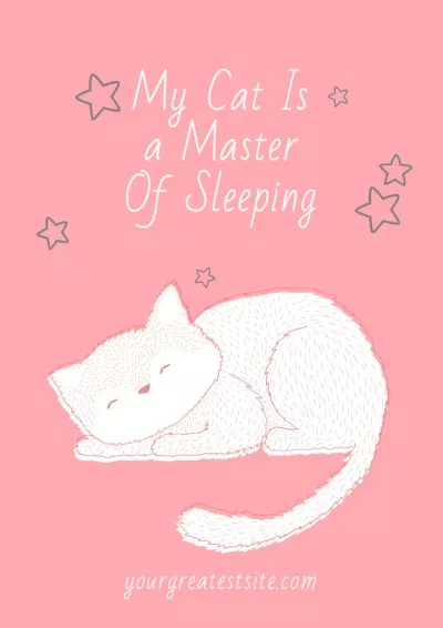 Cute Cat Sleeping in Pink Funny Posters