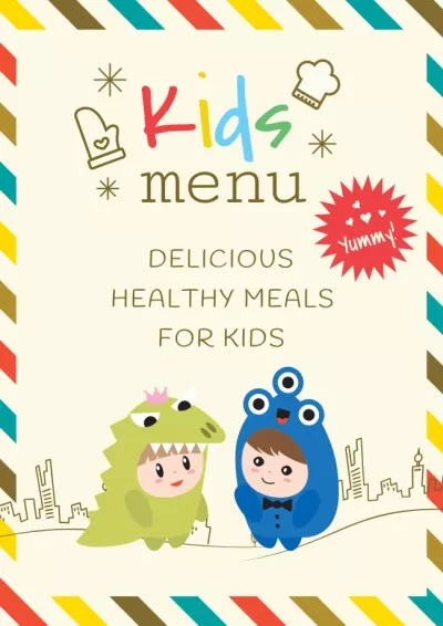 Offer of Kids Menu with Children in Costumes Funny Posters