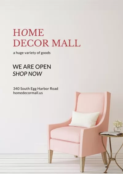 Furniture Store ad with Armchair in pink Posters
