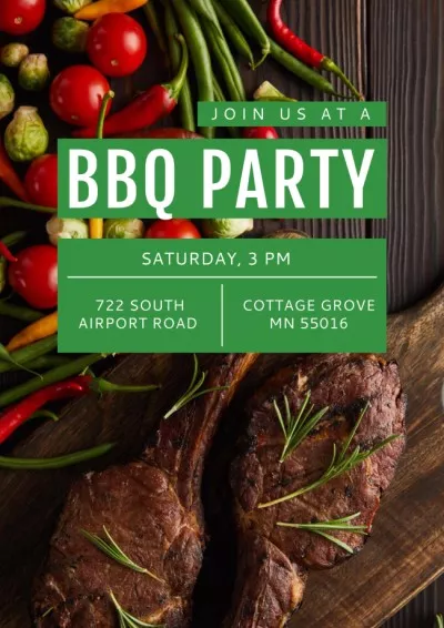 BBQ Party Invitation Grilled Chicken Picnic Posters