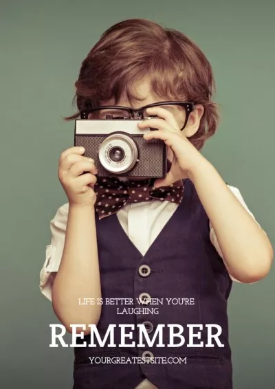 Motivational quote with Child taking Photo Vintage Posters