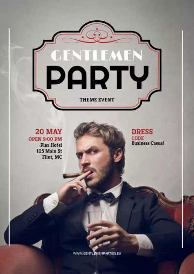 Gentlemen party invitation with Stylish Man Vintage Posters