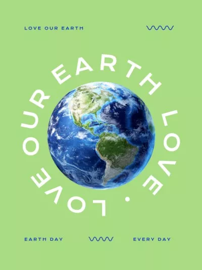 Earth Day Announcement with Planet on Green