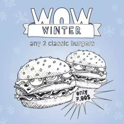 Appetizing Burgers Winter Sale Announcement Instagram Posts