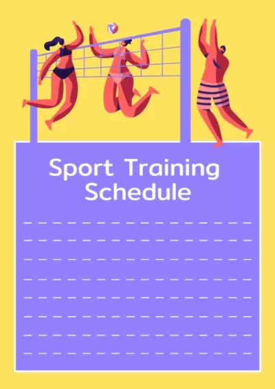 Sport Planner with People Playing Volleyball Sports Schedule Maker