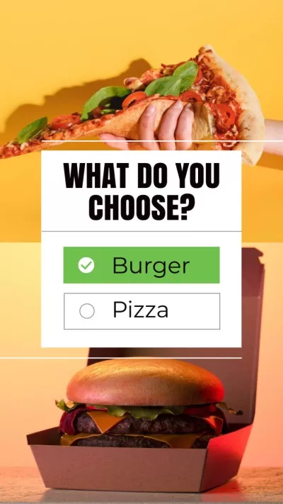 Choice between Burger and Pizza