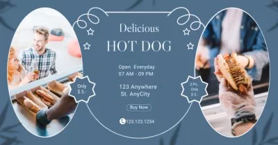 Street Food Ad with Offer of Delicious Hot Dog