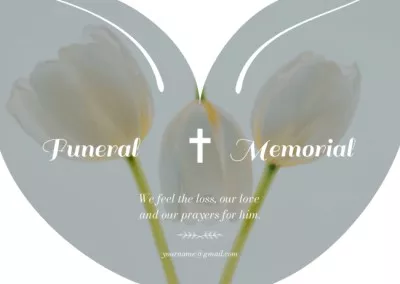 Sympathy Phrase with White Tulips Funeral Cards