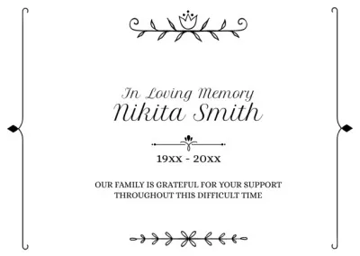 Simple Funeral Card with Ornament Sympathy Cards