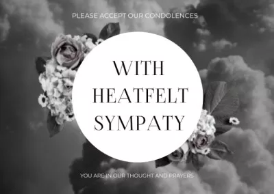 Sympathy Phrase with Flowers and Clouds Funeral Cards