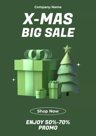 Christmas Sale Promotion with Toylike Presents and Tree