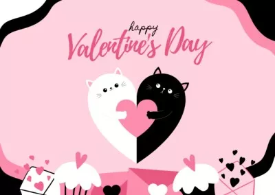 Happy Valentine's Day Greetings with Cute Cats in Love Valentine’s Day Cards