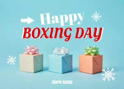 Boxing day Greeting with Colorful Bright Gifts