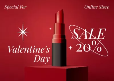 Valentine's Day Red Lipstick Discount Offer Cards