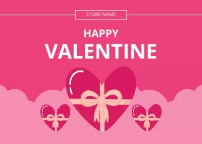 Happy Valentine's Day Greeting with Pink Hearts Valentine’s Day Cards