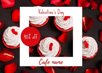 Discounts Offers on Cupcakes for Valentine's Day Holiday Cards
