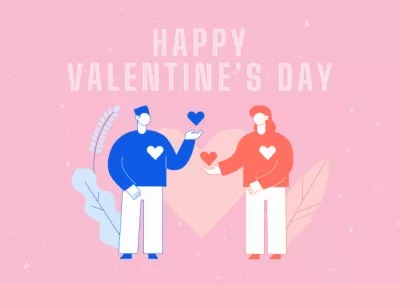Congratulations on Valentine's Day with Young Man and Woman in Love Love Cards