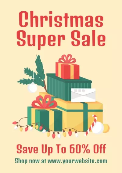 Christmas Presents Super Sale Retro Illustrated Vintage Posters