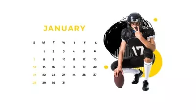 American Football Player with Sports Ball Photo Calendars