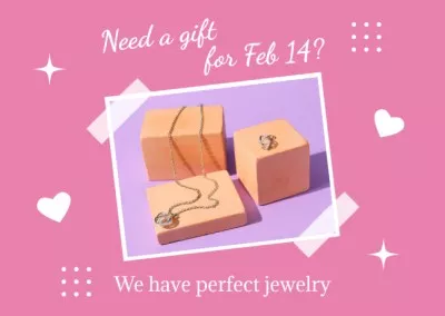 Jewelry Offer on Valentine's Day Postcards