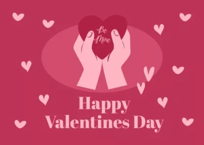 Valentine's Day Greeting with Heart in Hands Postcards