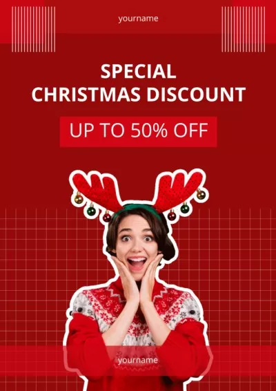 Funny Woman on Special Christmas Discount Red Funny Posters