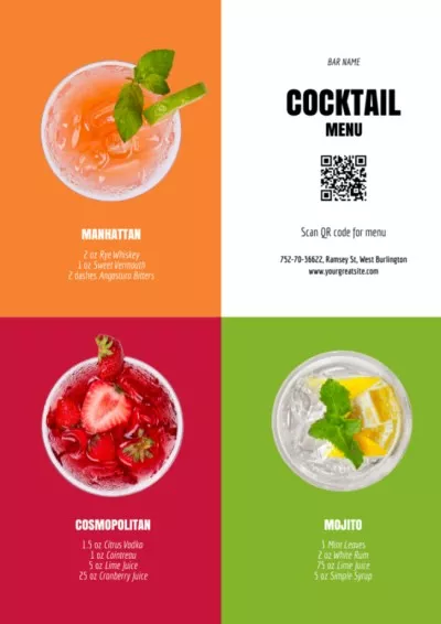 Bright Colorful Cocktail Menu Maker