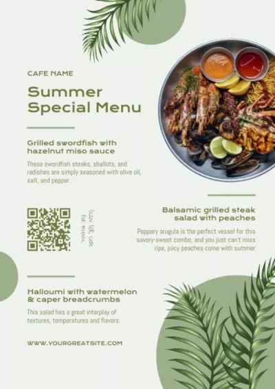 Green Summer Special Seasonal Dish Menu Maker
