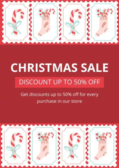 Christmas Candy Canes Sale Red Winter Posters