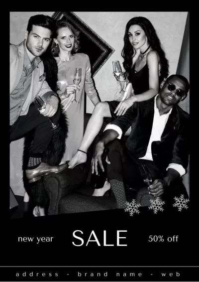 Stylish Black and White Christmas Sale Winter Posters