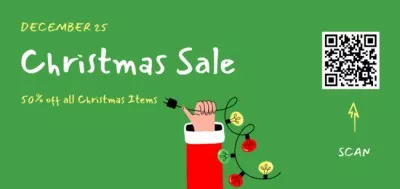 Christmas Holiday Sale Announcement on Green Ticket Maker