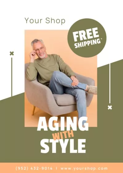 Sale Ad with Stylish Senior Man Flyers