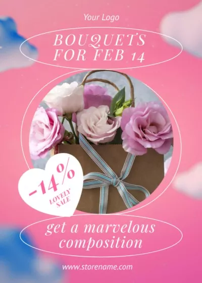Offer of Tender Bouquets on Valentine's Day Flyers