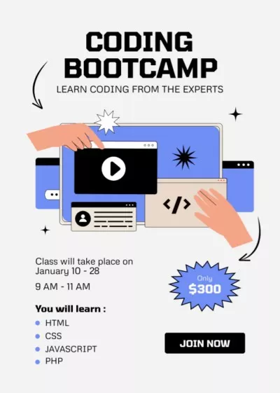 Coding Bootcamp Announcement Babysitting Flyers