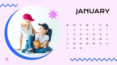 Families Play Sport Games on Pink and Blue Photo Calendars