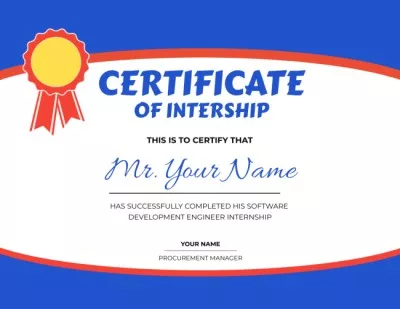 Award for Completion Software Development Engineer Internship Internship Certificates