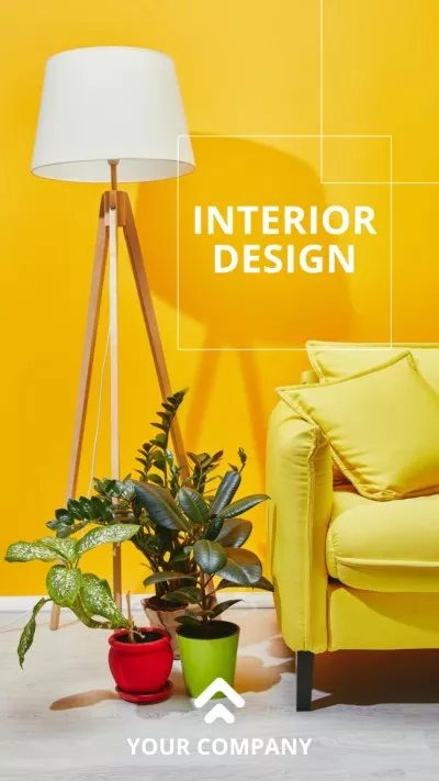 Vivid Yellow Interior Design Mobile Presentations