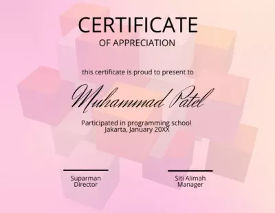 Award for Participation in Programming School Participation Certificates